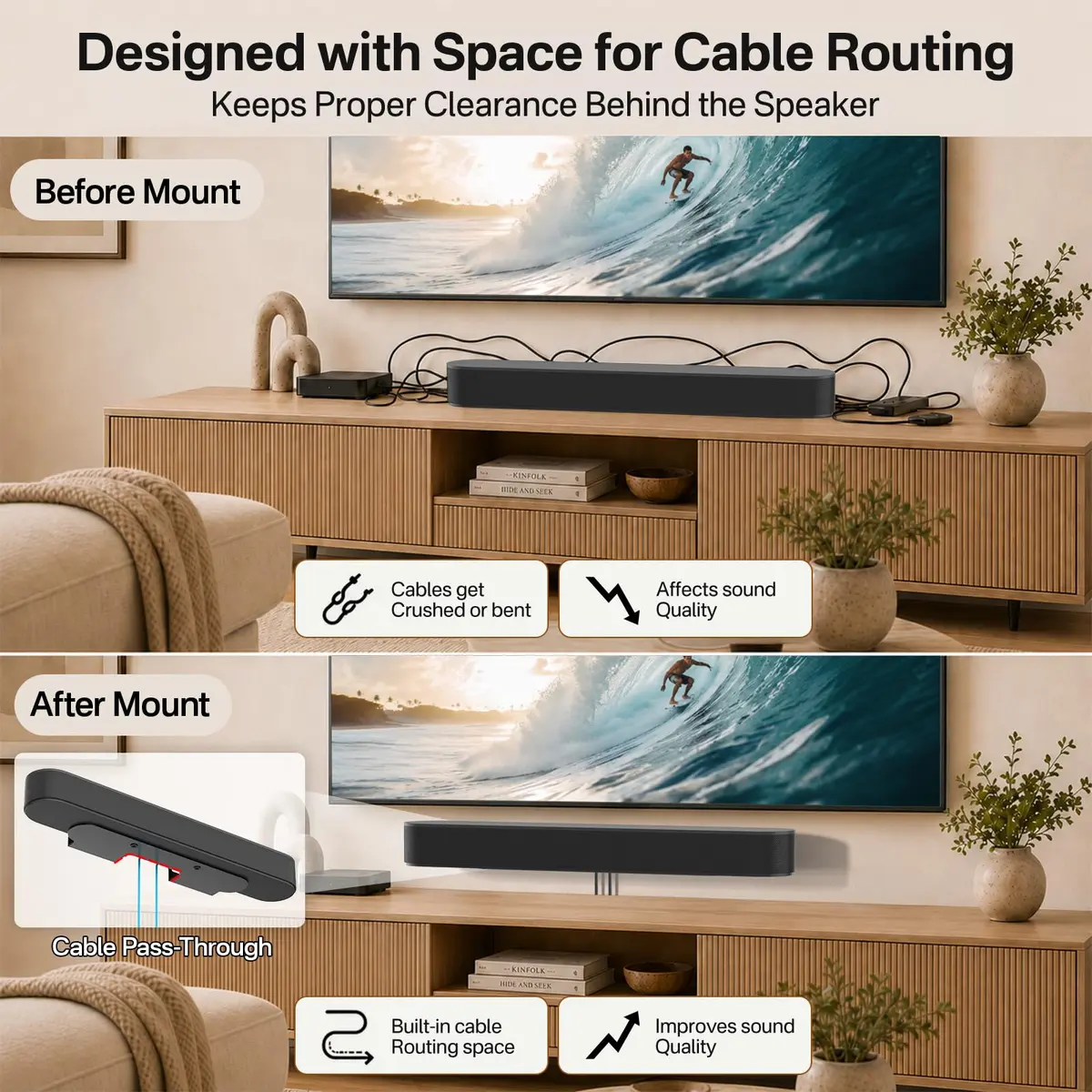 notiela Soundbar Mount for Sonos Beam Wall Mount, Black | Easy Install & Space-Saving - view 5