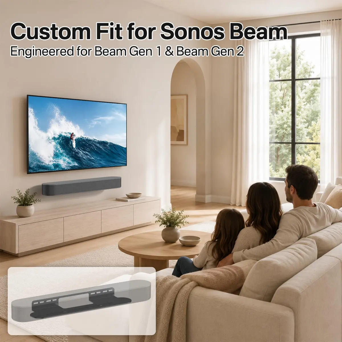 notiela Soundbar Mount for Sonos Beam Wall Mount, Black | Easy Install & Space-Saving - view 2