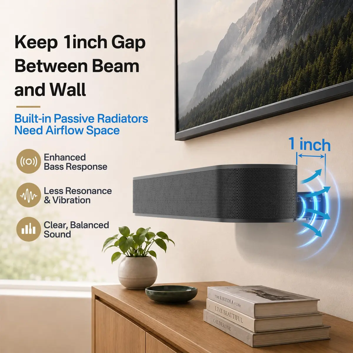 notiela Soundbar Mount for Sonos Beam Wall Mount, Black | Easy Install & Space-Saving - view 4
