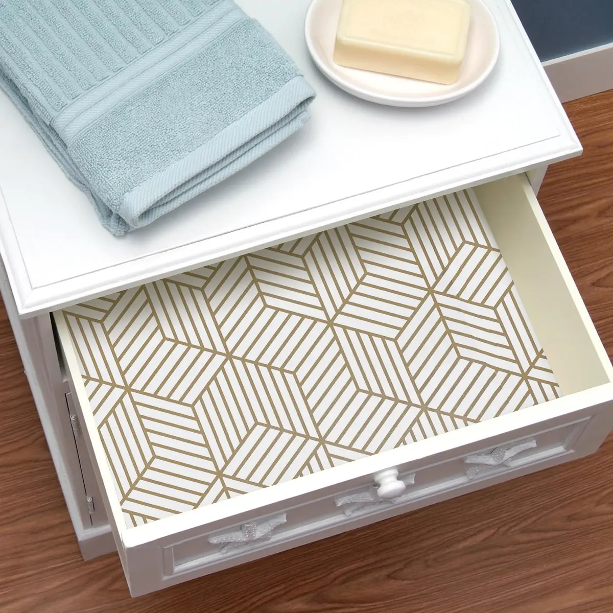 WENMER Geometric Hexagon Wallpaper 45cm x 300cm (17.7" x 118") | Self-Adhesive, Waterproof, Removable Wall Paper Roll - view 5