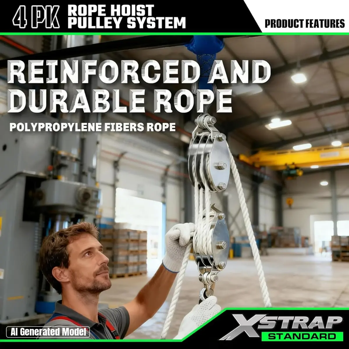 XSTRAP STANDARD Heavy-Duty Rope Hoist 15.24 m (50 ft) | 453 kg (1000 LB) Load Capacity - view 8