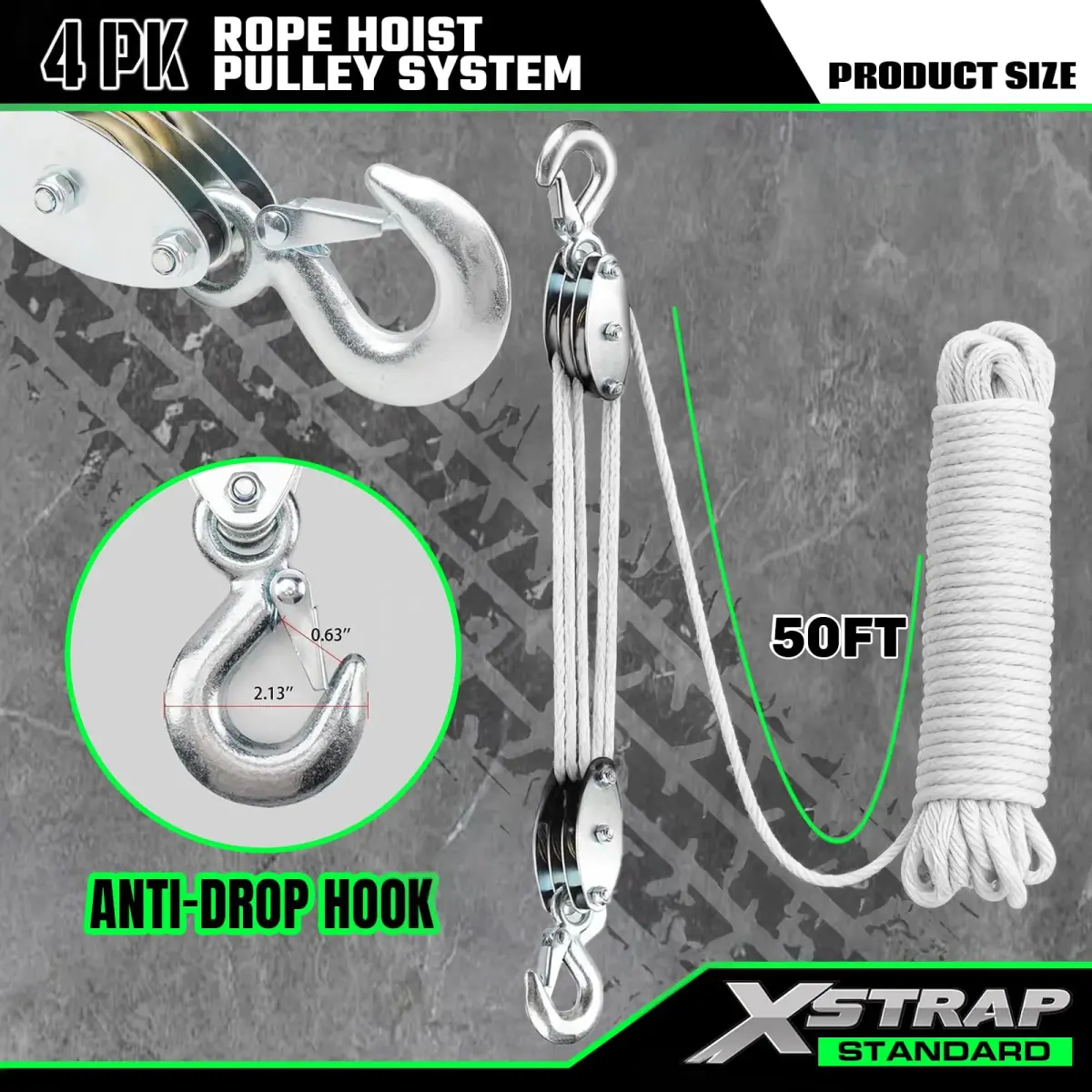 XSTRAP STANDARD Heavy-Duty Rope Hoist 15.24 m (50 ft) | 453 kg (1000 LB) Load Capacity - view 4