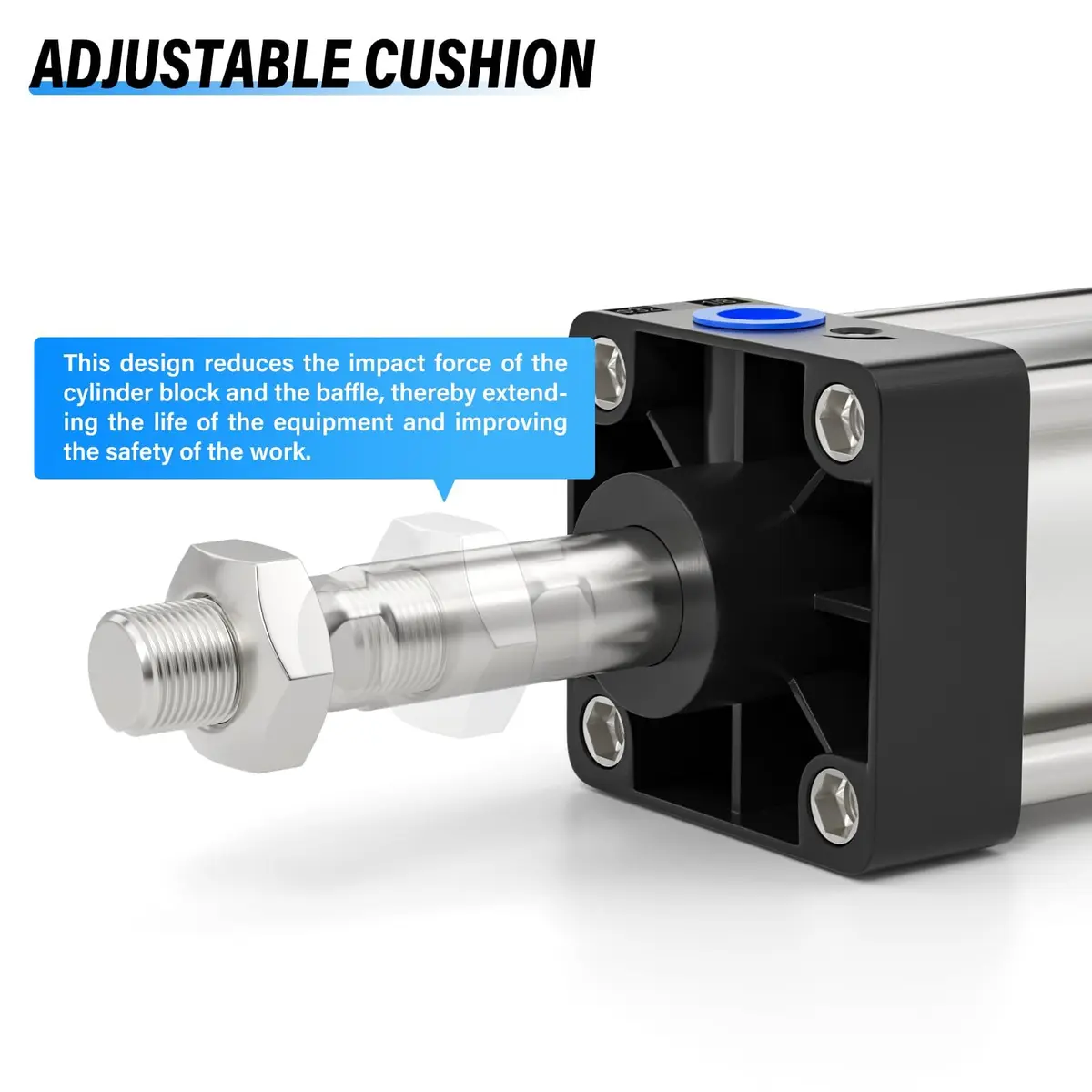 TAILONZ Pneumatic Air Cylinder 63mm Bore 50mm Stroke Double Action Aluminum (4" stroke, 63mm bore) | Corrosion & Impact Resistant - view 5