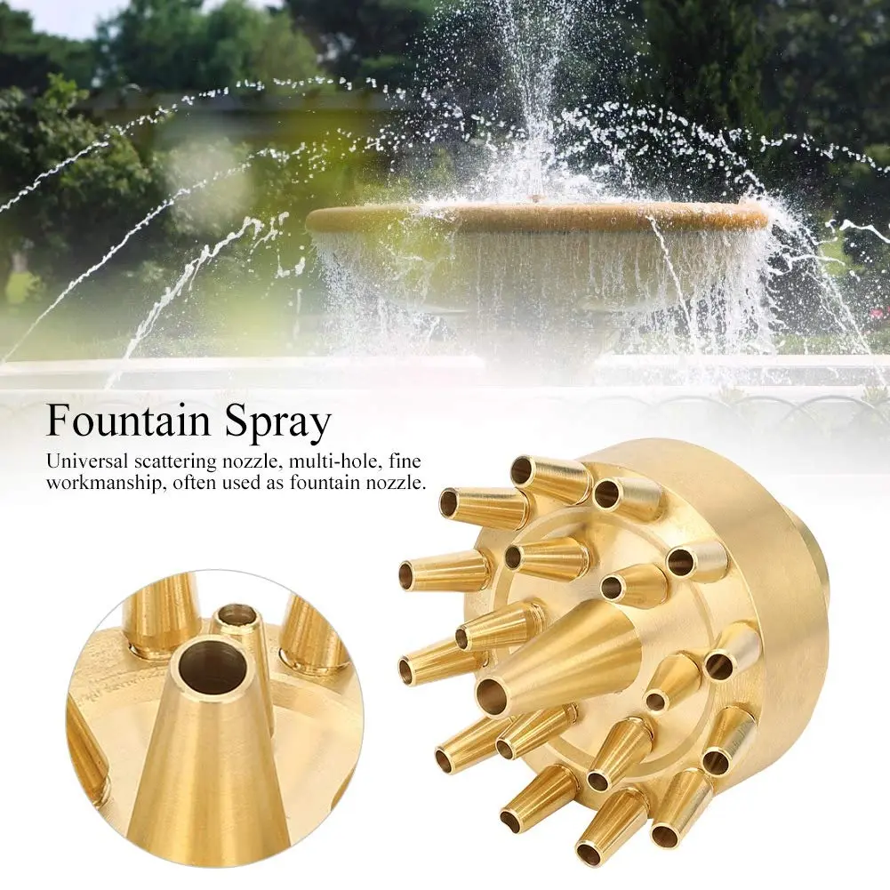 Fdit Copper Fountain Nozzle, 1 Inch Female Thread | Multi Hole Garden Water Fountain Spray Head for Pond Landscape - view 5
