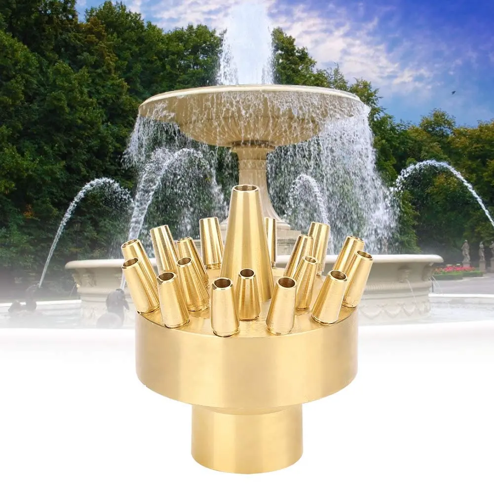 Fdit Copper Fountain Nozzle, 1 Inch Female Thread | Multi Hole Garden Water Fountain Spray Head for Pond Landscape - view 3