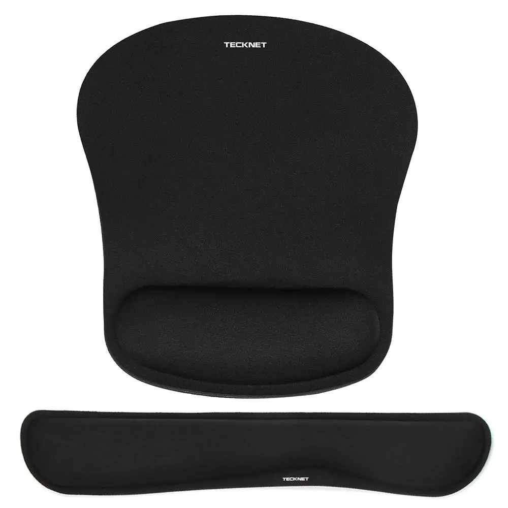TECKNET Ergonomic Mouse Pad and Keyboard Wrist Rest Set with Wrist Support, Black | Memory Foam Cushion for Pain Relief - main product image