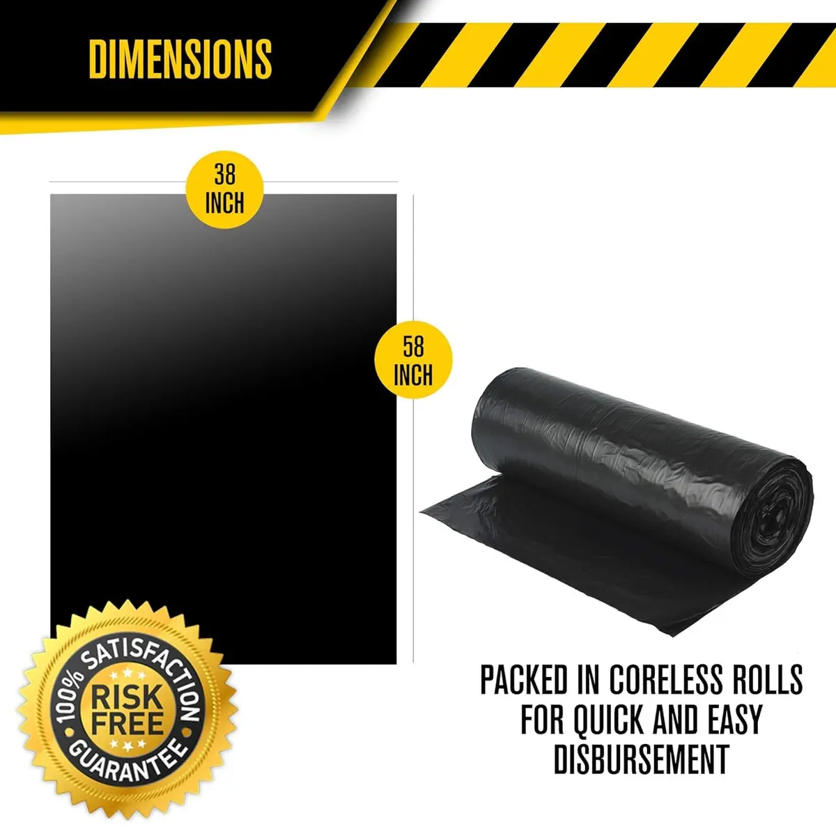 Ultrasac Heavy Duty 55 Gallon Contractor Bags | 40 Count, 3 MIL, Black, 38" x 58" - view 3
