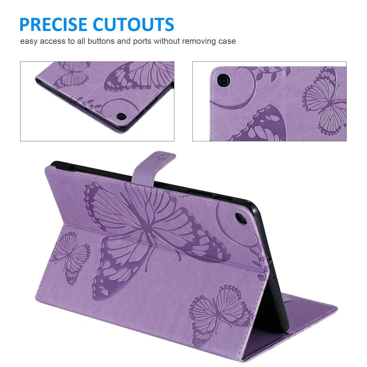 Dteck Purple Embossed Butterfly Leather Folio Stand Cover Case for Samsung Galaxy Tab A 10.1 2019 | Card Slots Wallet - view 5