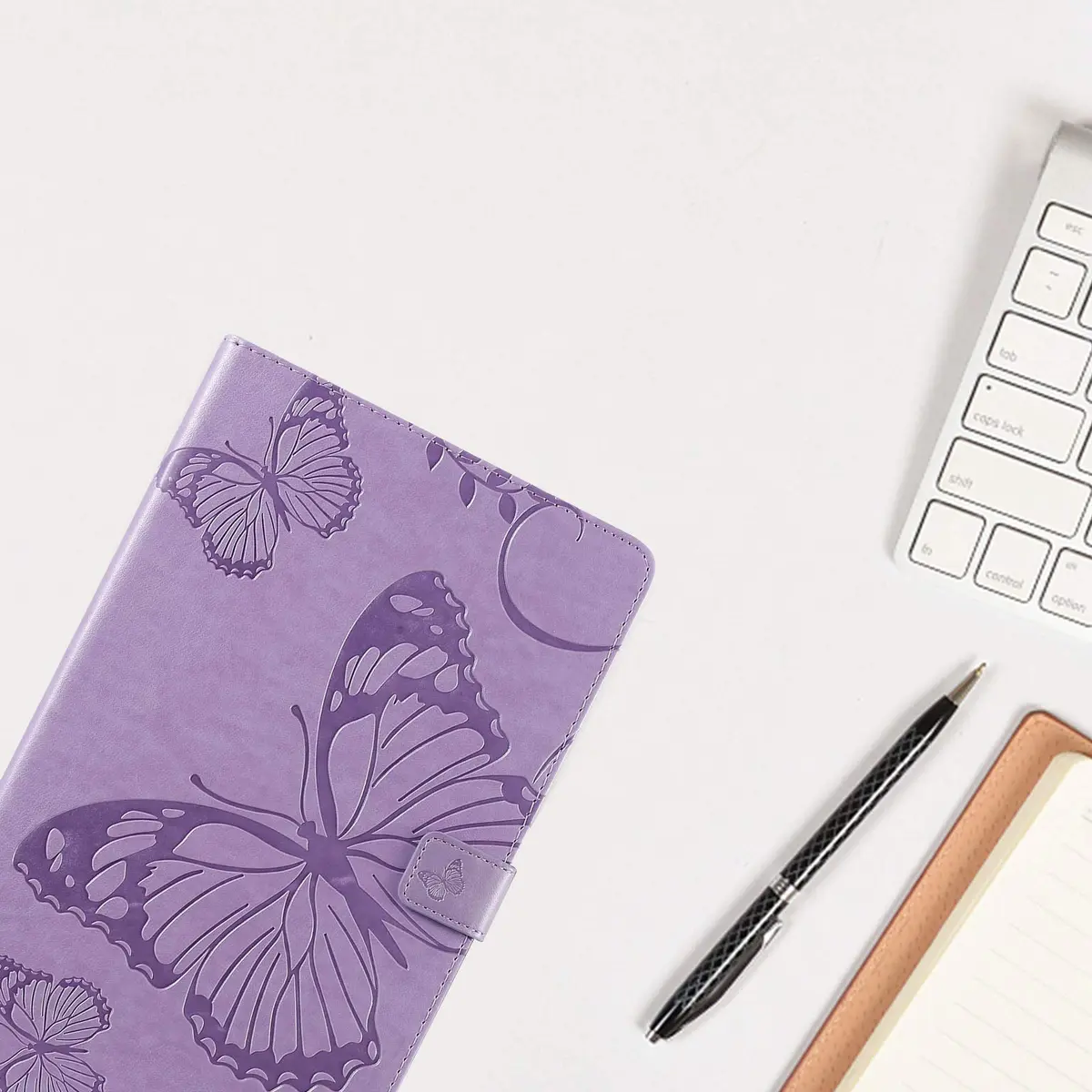 Dteck Purple Embossed Butterfly Leather Folio Stand Cover Case for Samsung Galaxy Tab A 10.1 2019 | Card Slots Wallet - view 6