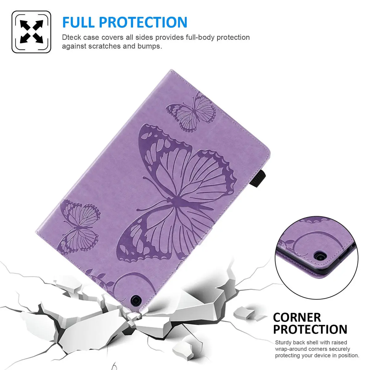 Dteck Purple Embossed Butterfly Leather Folio Stand Cover Case for Samsung Galaxy Tab A 10.1 2019 | Card Slots Wallet - view 7
