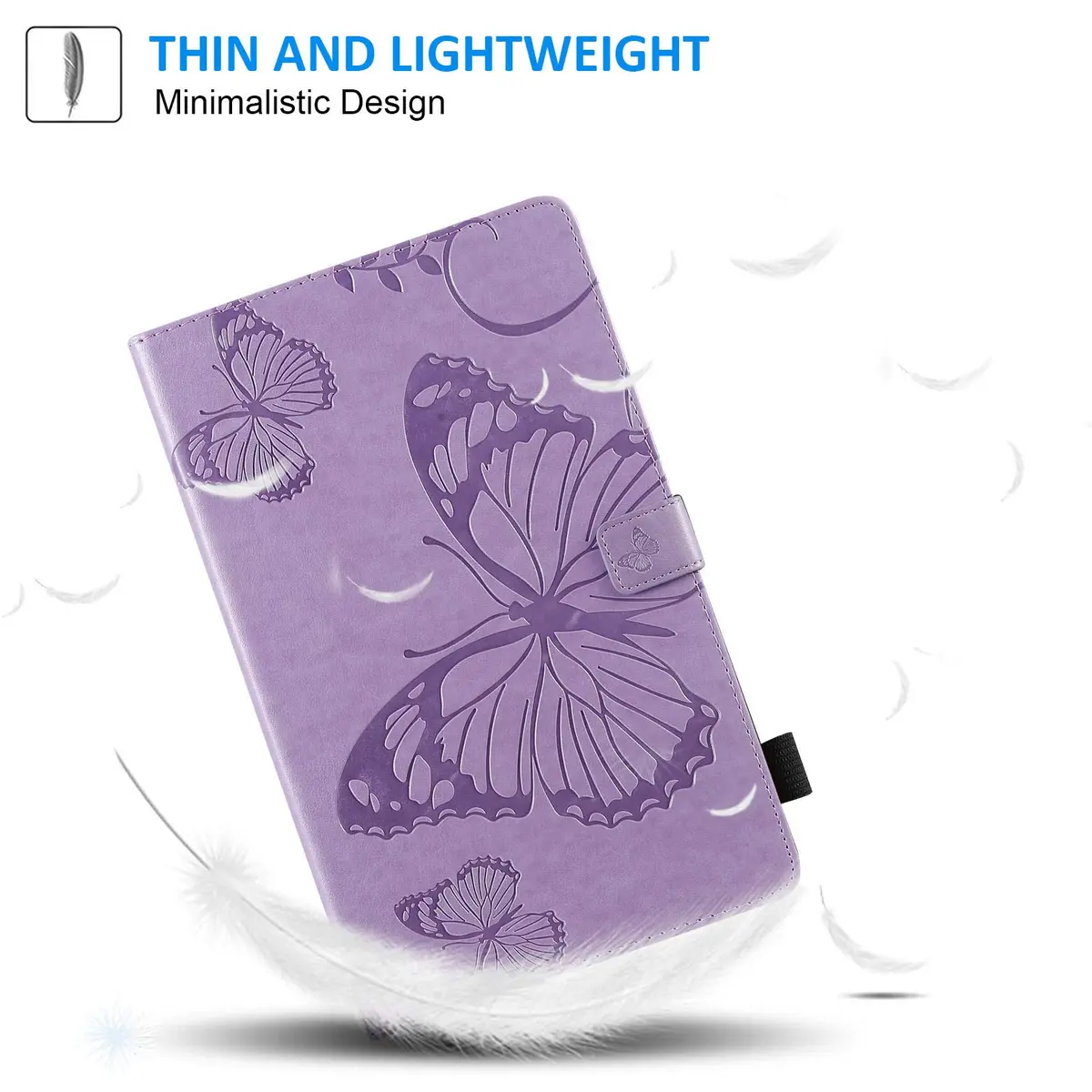 Dteck Purple Embossed Butterfly Leather Folio Stand Cover Case for Samsung Galaxy Tab A 10.1 2019 | Card Slots Wallet - view 4