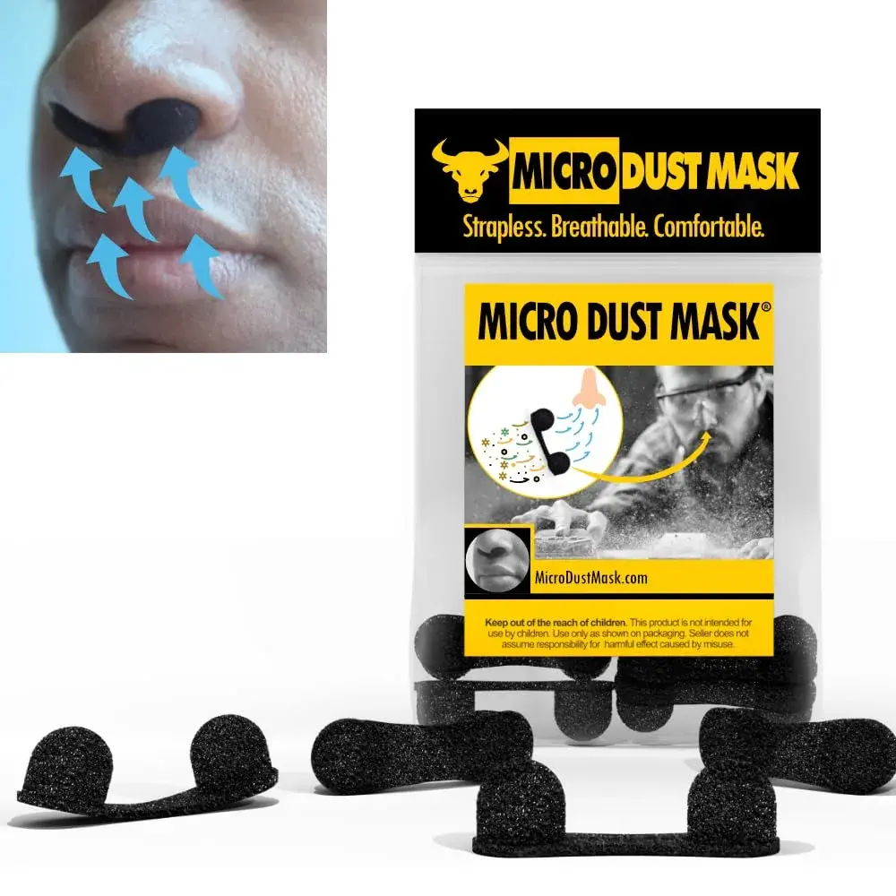 MICRO DUST MASK Black 10 Pack Respirator | Non-NIOSH Approved Nasal Filter for Minor Dust - main product image