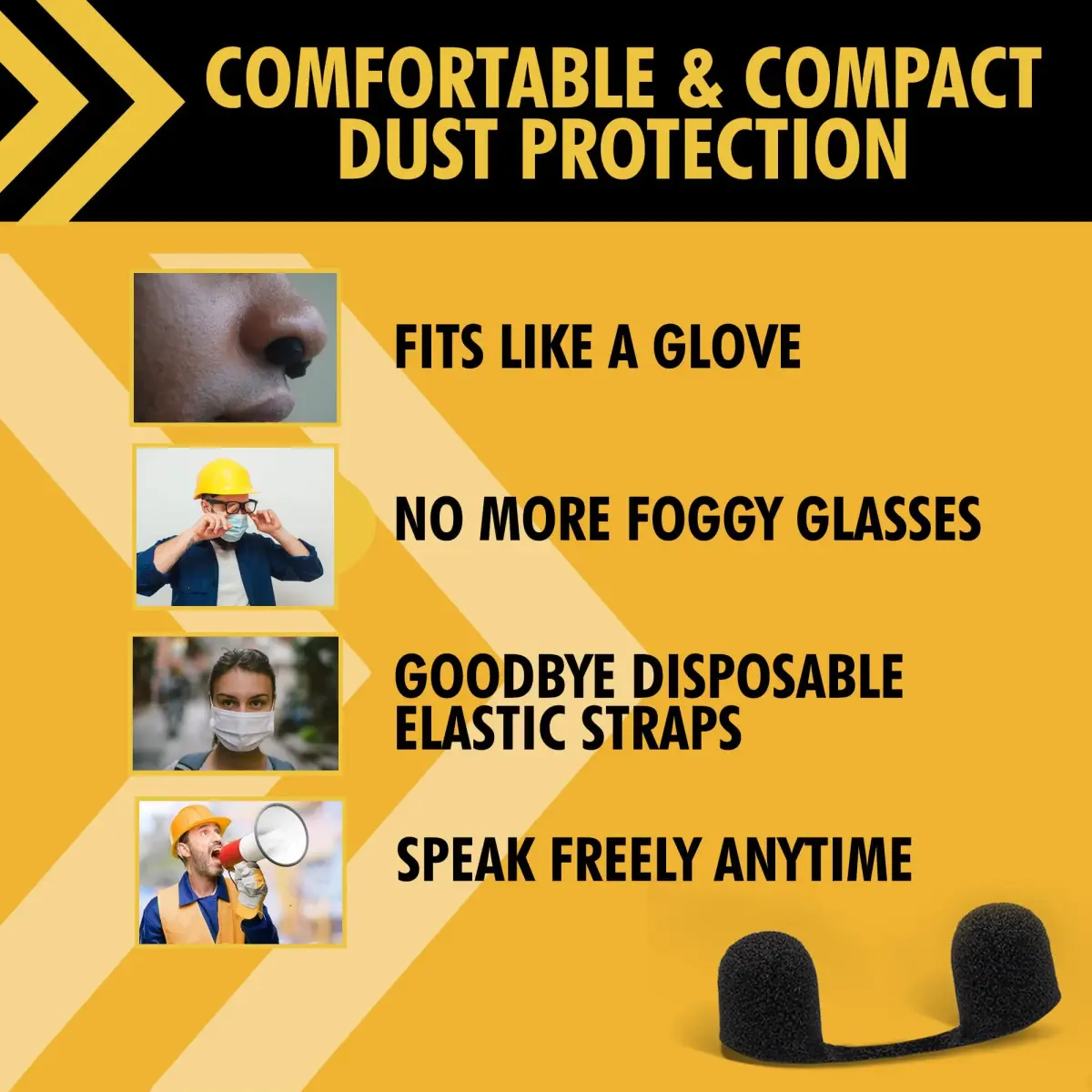 MICRO DUST MASK Black 10 Pack Respirator | Non-NIOSH Approved Nasal Filter for Minor Dust - view 2