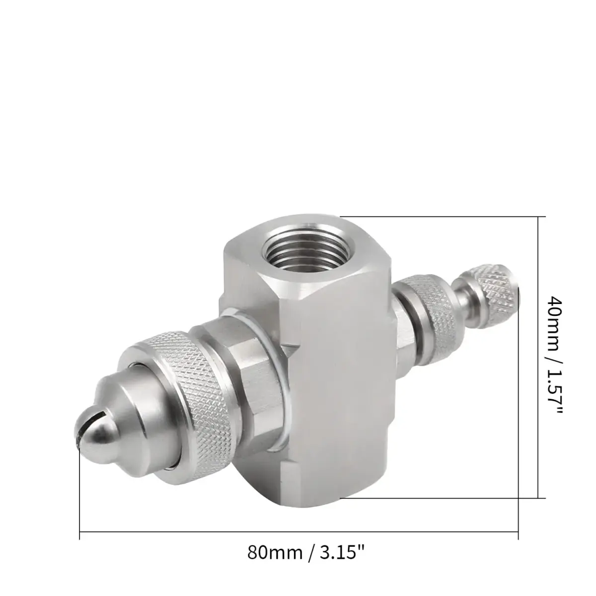 MroMax 1/4BSPT Female Thread Air Atomizing Nozzle 80 Degree Siphon Fan-Shape Spray Tip | Stainless Steel - view 2
