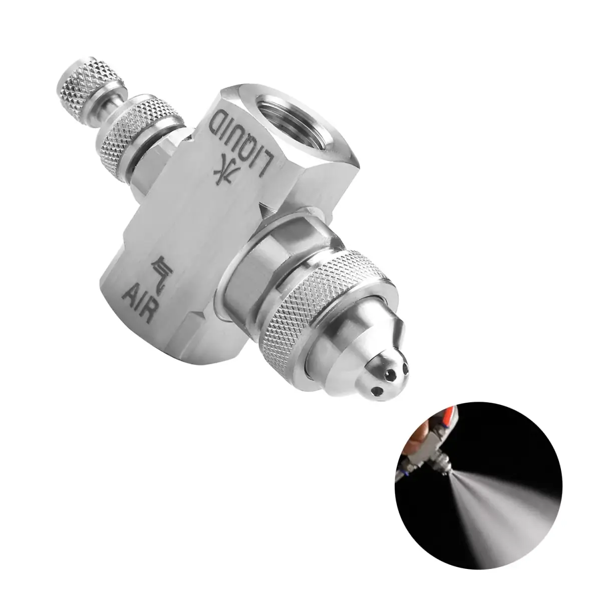 MroMax 1/4" BSP Female Thread Air Atomizing Mist Nozzle 70 Degree Round Spray | Stainless Steel - main product image