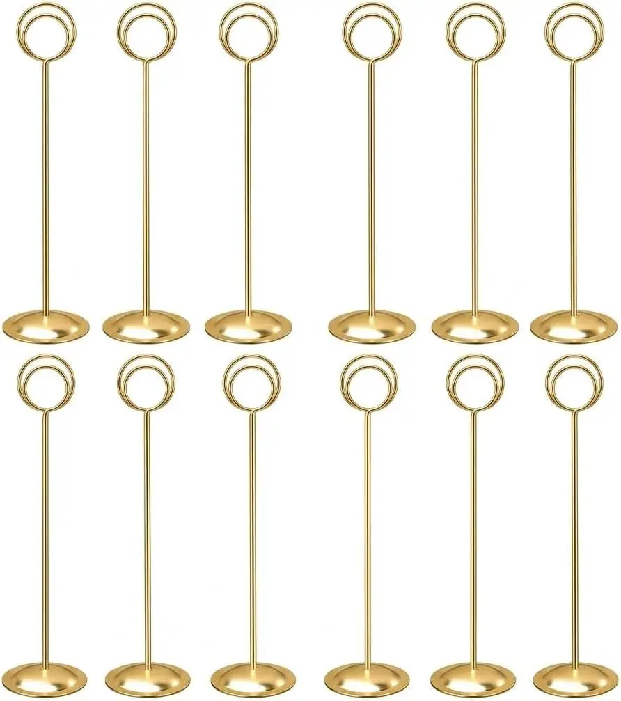 HOHIYA Gold Table Number Holders 12-Inch Height (12 Pack) | Elegant Metal Stands for Events - main product image