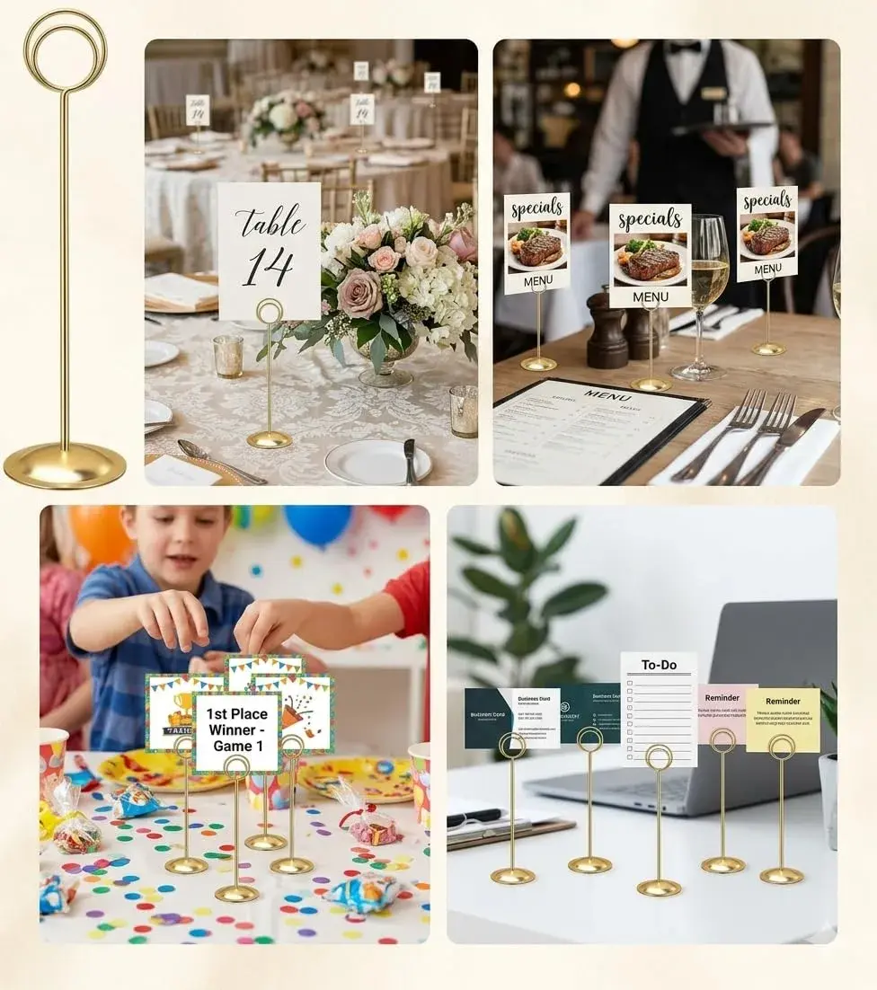 HOHIYA Gold Table Number Holders 12-Inch Height (12 Pack) | Elegant Metal Stands for Events - view 7