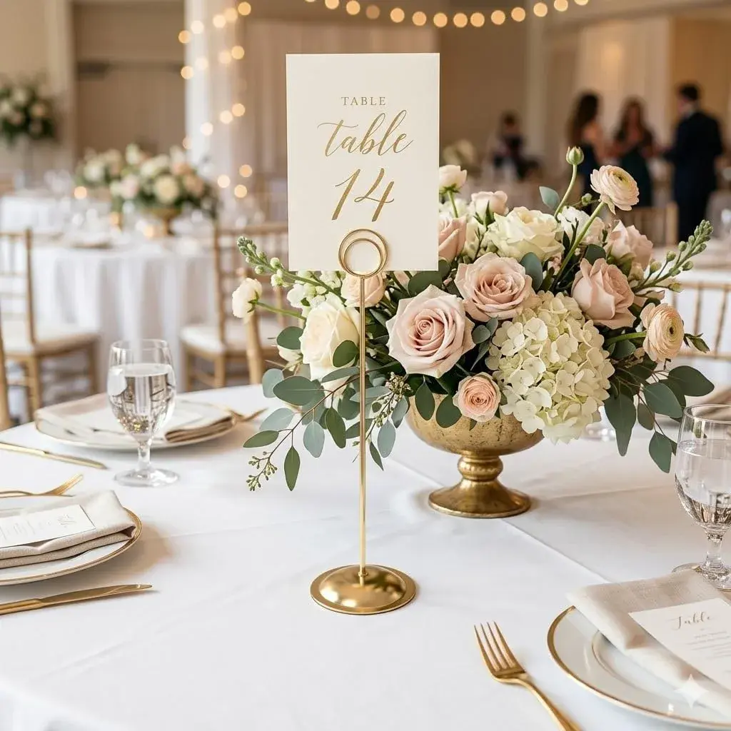 HOHIYA Gold Table Number Holders 12-Inch Height (12 Pack) | Elegant Metal Stands for Events - view 2