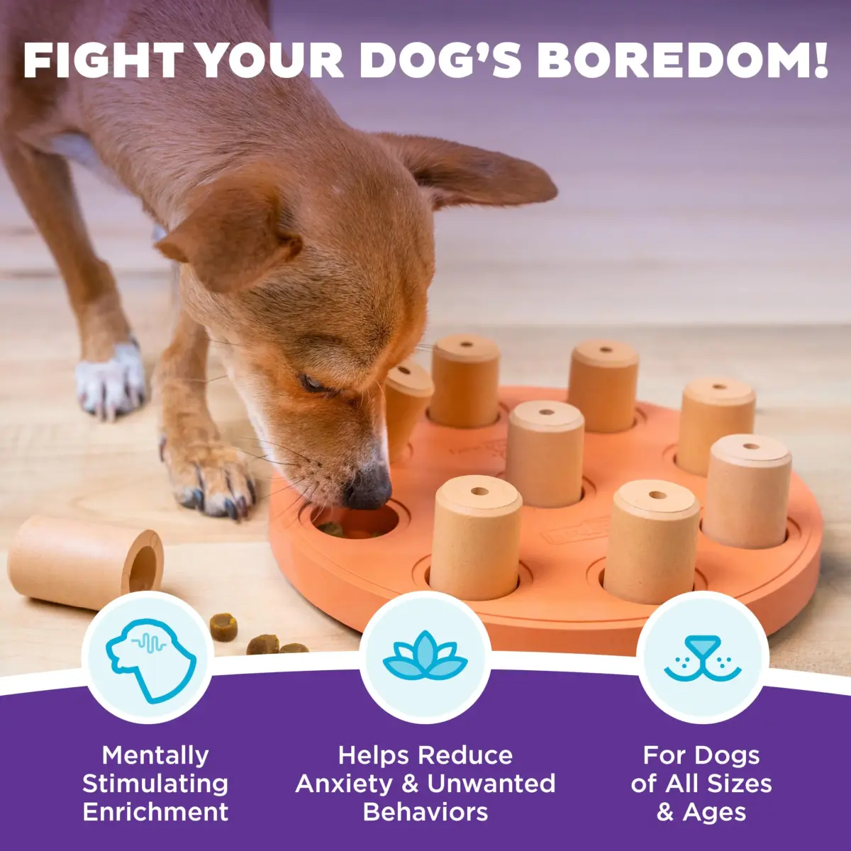 Outward Hound Dog Smart Treat Puzzle Toy Level 1 Beginner Orange Composite | Interactive Enrichment for Dogs - view 2