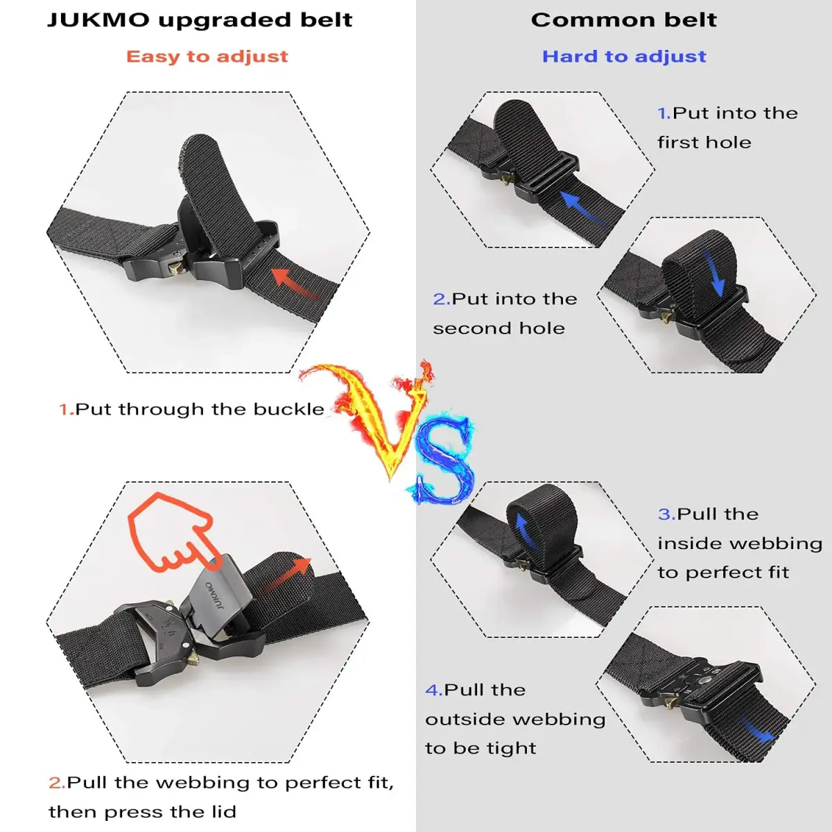 JUKMO Tactical Belt with Quick Release Buckle 3.8 cm (1.5") | Heavy Duty Nylon Web Work Belt for Men - view 3