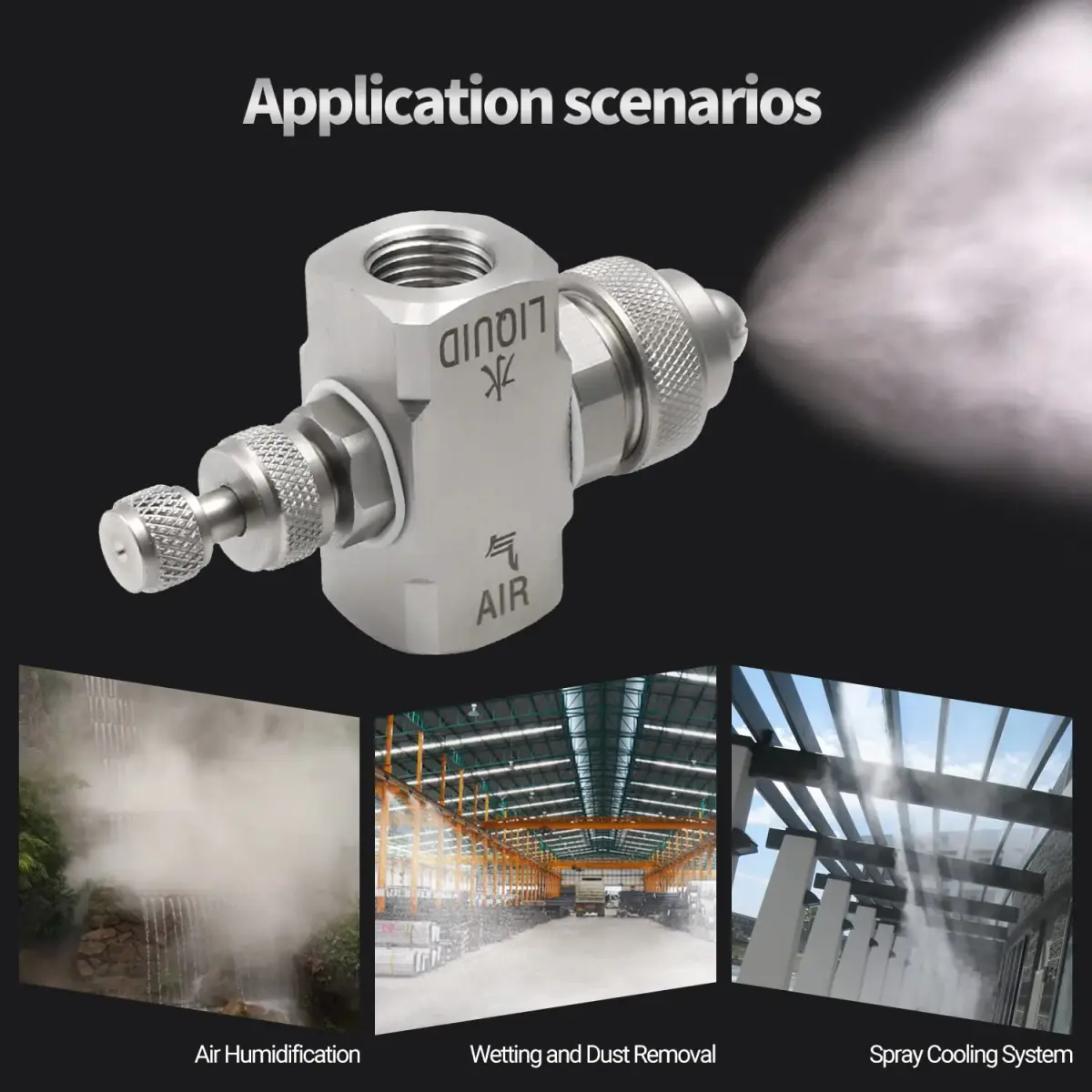 MroMax 1/4BSP Female Thread Air Atomizing Mist Nozzle 304 Stainless Steel | 130 Degree Round Spray - view 6