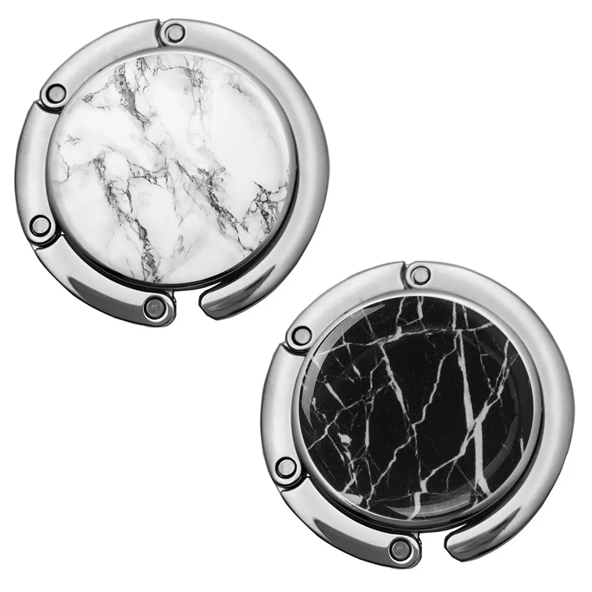 Bosketo Foldable Purse Hook Womens Bag Table Hanger Collection Desk Hooks for Purse (White+Black Marble Hook) | Portable & Anti-slip - main product image