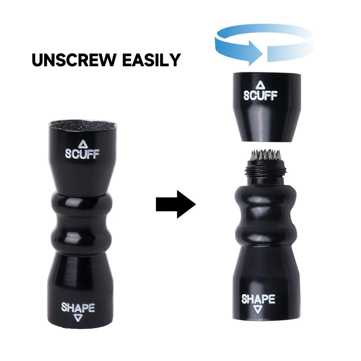GSE 3-in-1 Pool Cue Tip Tool, Scuffer/Shaper/Aerator, Black | Compact Aluminum Cue Tip Repair - view 3