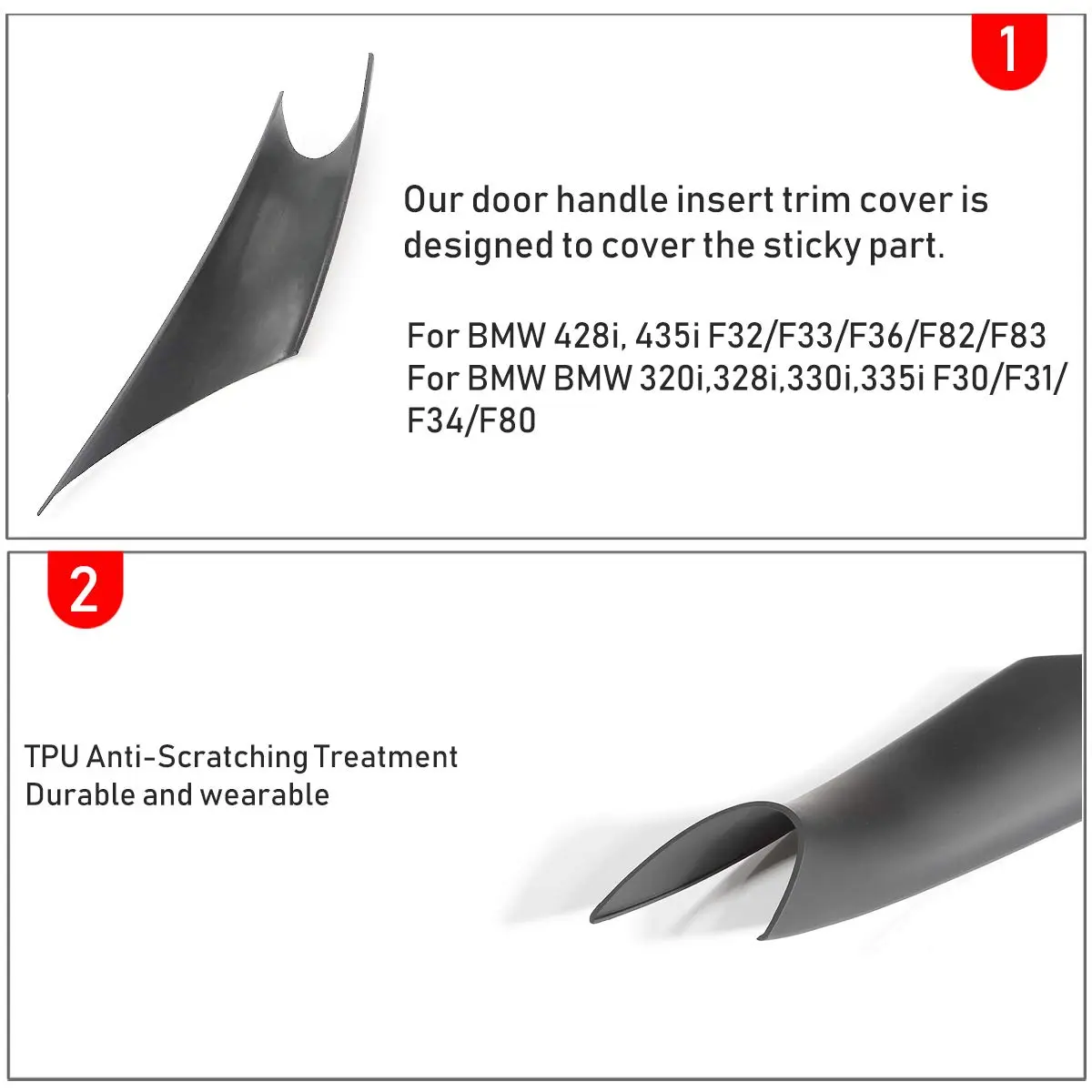 Jaronx Door Handle Covers for BMW 3 Series F30/F31 4 Series F32 | Durable ABS Fitment - view 5
