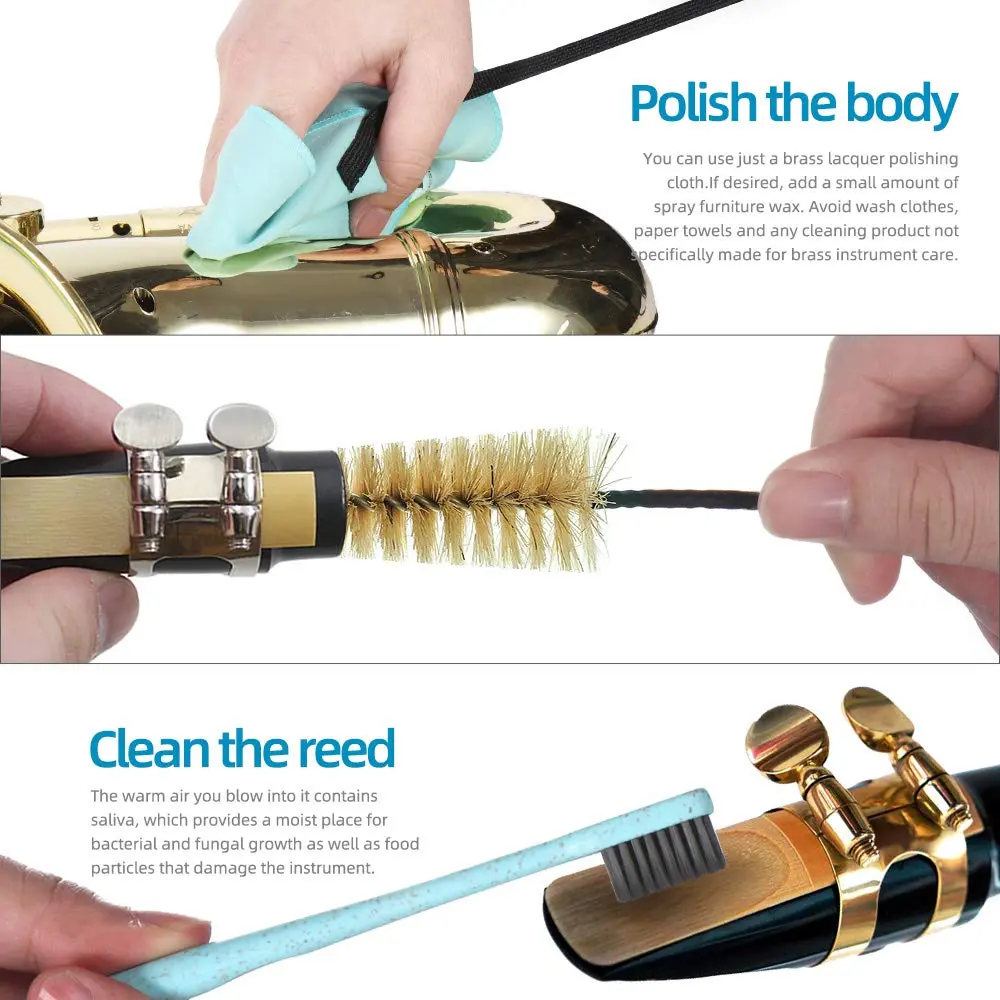 Imelod Saxophone Cleaning Kit with Case for Alto Tenor Clarinet Flute | Complete Wind & Woodwind Care - view 4