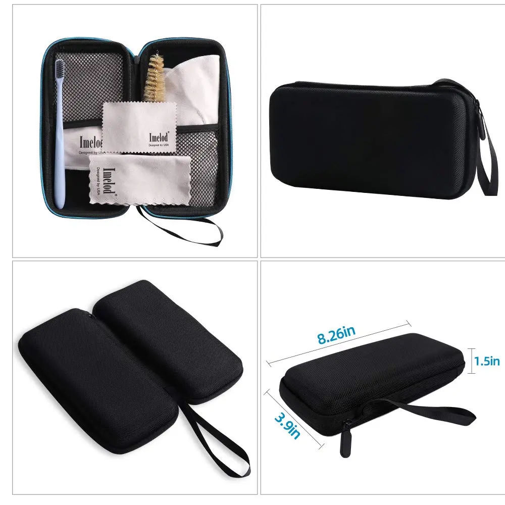 Imelod Saxophone Cleaning Kit with Case for Alto Tenor Clarinet Flute | 4pcs Cloth, Mouthpiece Brush, Dark Gray - view 2