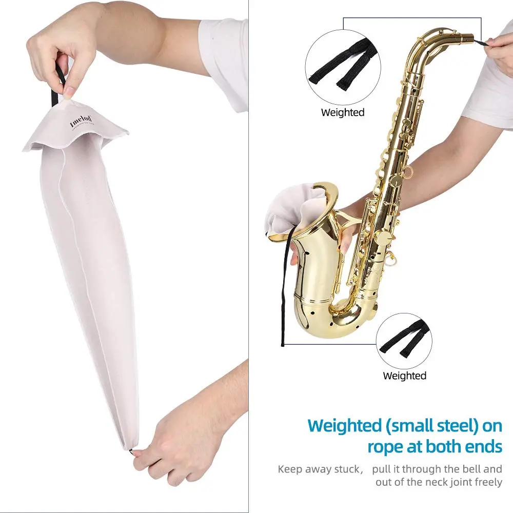 Imelod Saxophone Cleaning Kit with Case for Alto Tenor Clarinet Flute | 4pcs Cloth, Mouthpiece Brush, Dark Gray - view 3