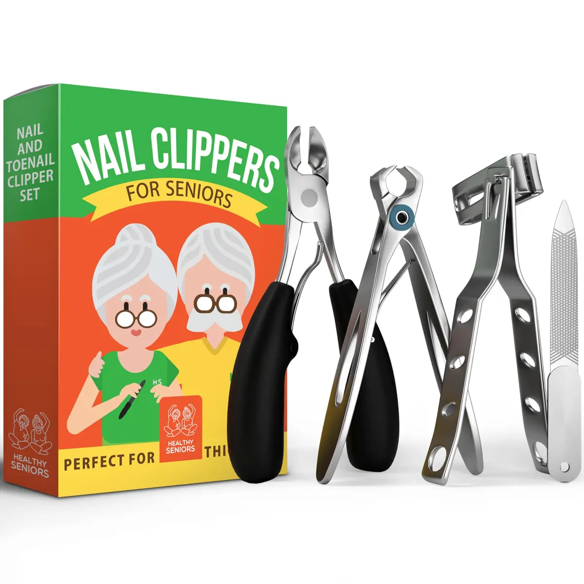 Healthy Seniors 360° Swivel Clipper Set for Diabetics and Weak Hands | Pain-Free Nail Care (70-120 chars) - main product image