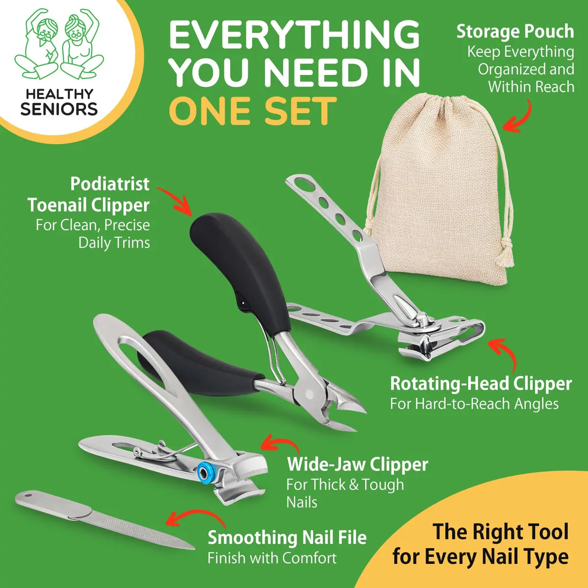 Healthy Seniors 360° Swivel Clipper Set for Diabetics and Weak Hands | Pain-Free Nail Care (70-120 chars) - view 5