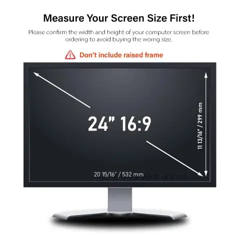 WELINC 24 Inch - 16:9 Aspect Ratio - Computer Privacy Screen Filter for Widescreen Monitor - Anti-Glare - Anti-Scratch Protector Film - Protects Your Eyes from Harmful Glare and Blue Light | 24 inch Widescreen (16:9) - view 3
