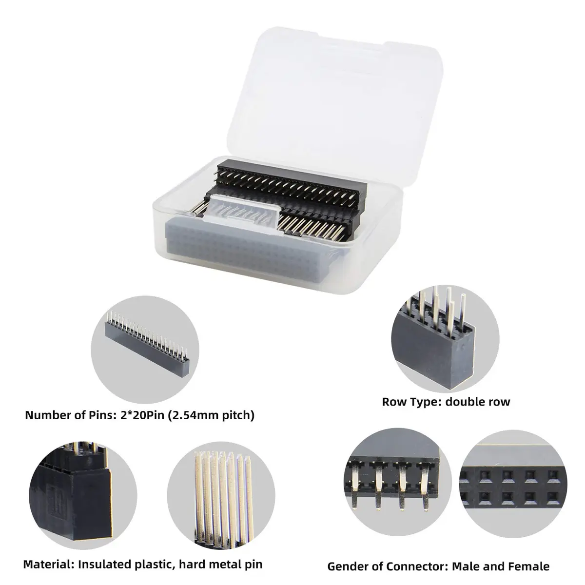 Geekworm 2x20 40 Pin GPIO Stacking Female Header Kit for Raspberry Pi | 10-Piece Set for DIY Electronics - view 3