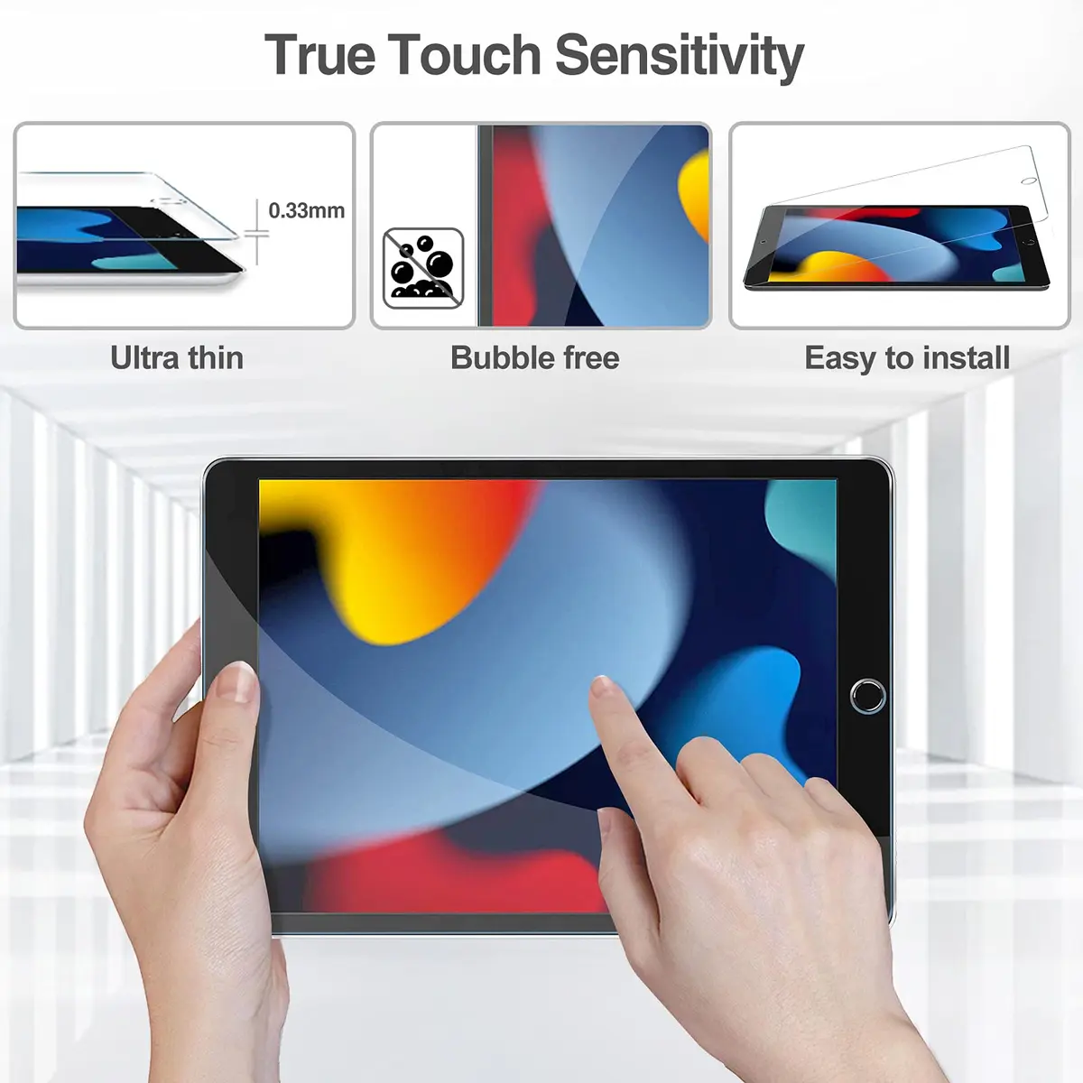 ProCase 2 Pack Screen Protector for iPad 10.2 Inch (9th/8th/7th Gen) - 25mm (0.98 Inch) | 9H Hardness Tempered Glass, Ultra Clear, Scratch Resistant, Bubble Free Install - view 5