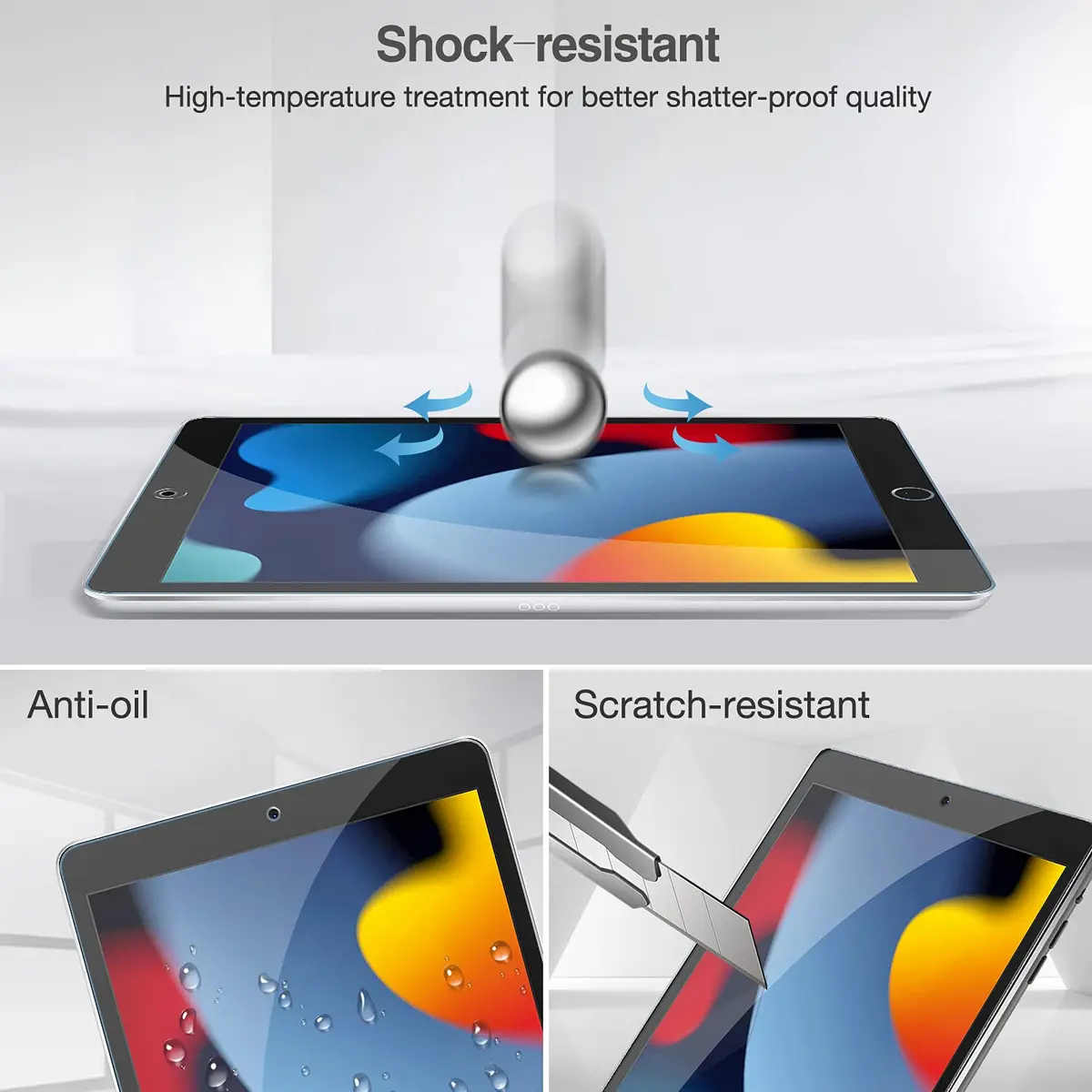 ProCase 2 Pack Screen Protector for iPad 10.2 Inch (9th/8th/7th Gen) - 25mm (0.98 Inch) | 9H Hardness Tempered Glass, Ultra Clear, Scratch Resistant, Bubble Free Install - view 6