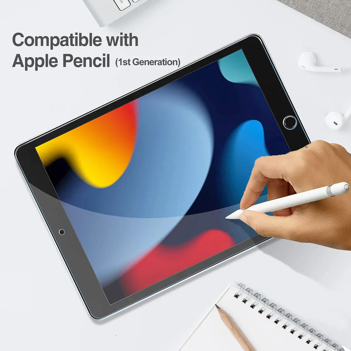 ProCase 2 Pack Screen Protector for iPad 10.2 Inch (9th/8th/7th Gen) - 25mm (0.98 Inch) | 9H Hardness Tempered Glass, Ultra Clear, Scratch Resistant, Bubble Free Install - view 4