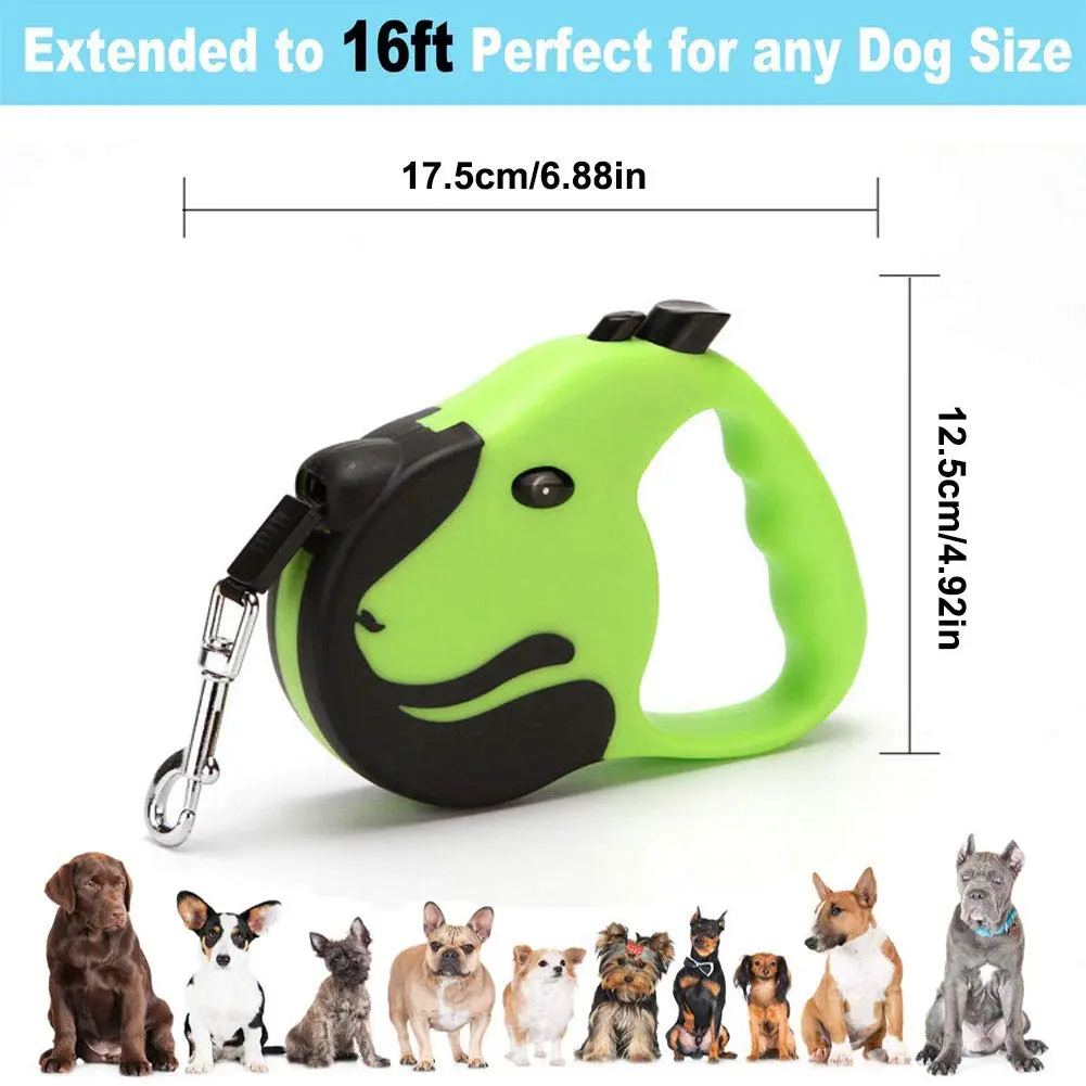 Emoly Retractable Dog Leash 16.5ft | Tangle-Free Heavy Duty Nylon & Reflective Handle - view 3