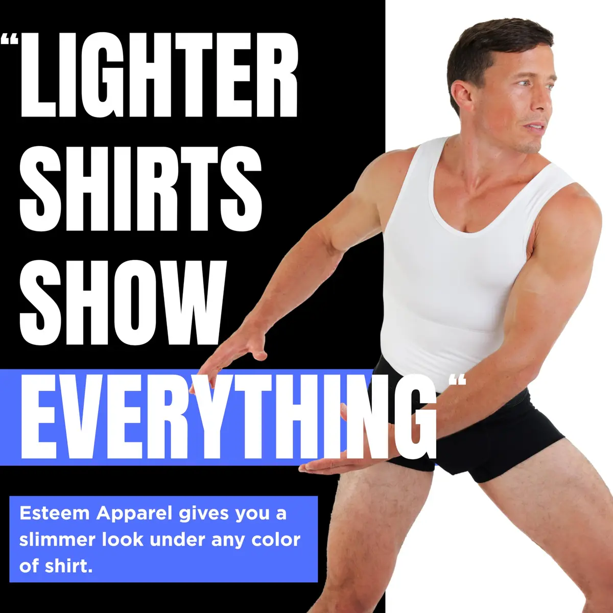 Esteem Apparel Max Gynecomastia Compression Shirt for Men (White, Large) | Slimming Chest & Abs Support - view 5