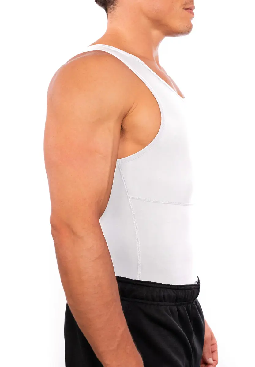 Esteem Apparel Max Gynecomastia Compression Shirt for Men (White, Large) | Slimming Chest & Abs Support - view 2
