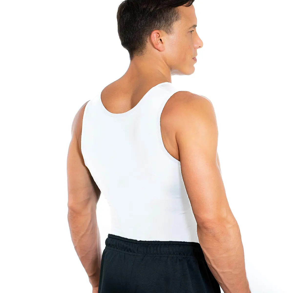 Esteem Apparel Max Gynecomastia Compression Shirt for Men (White, Large) | Slimming Chest & Abs Support - view 3