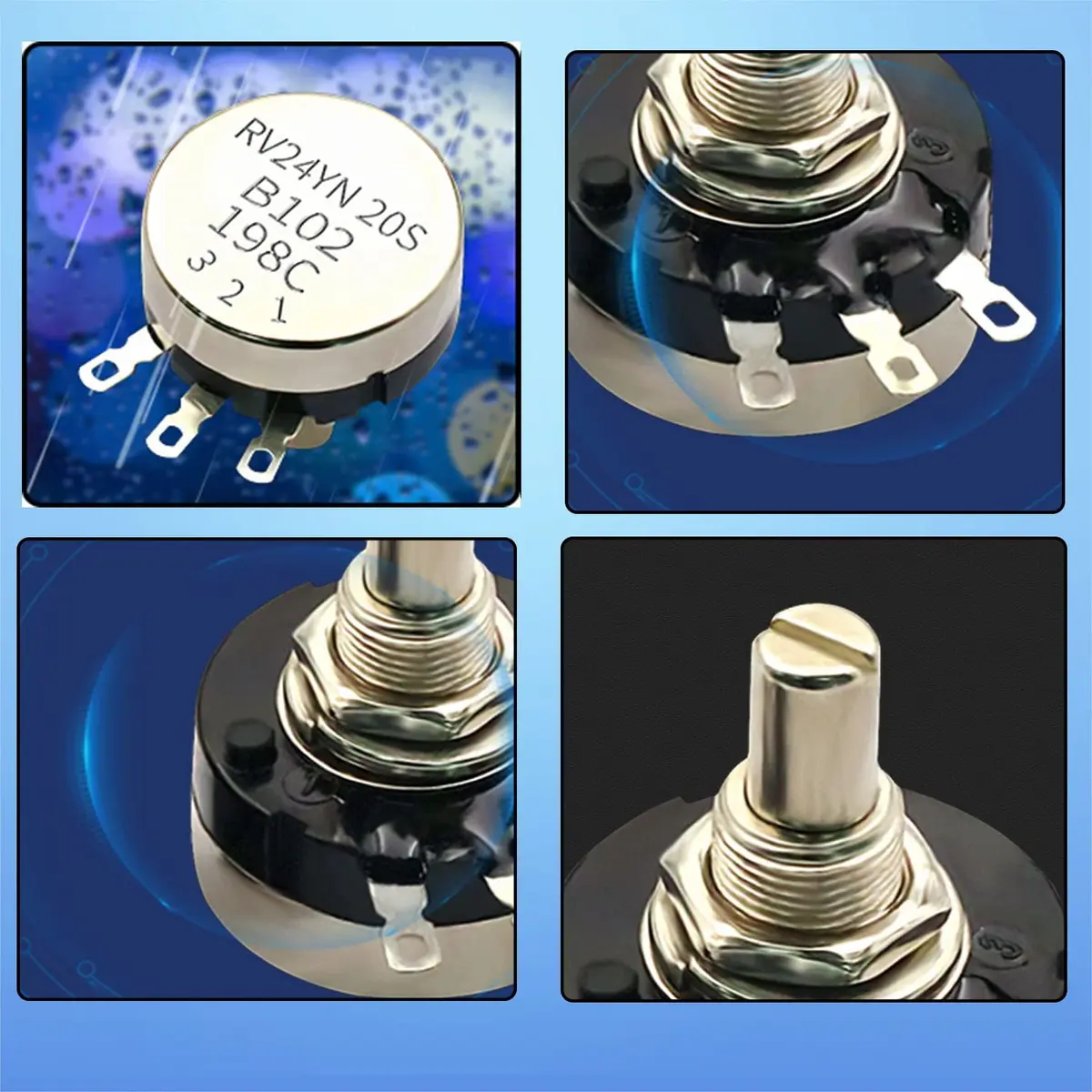 CenryKay RV24YN20S B102 1K Rotary Potentiometer with Knobs & Dials, 6mm Shaft, 20mm Length, 2-Pack | Precise Control for Audio & Circuits - view 5