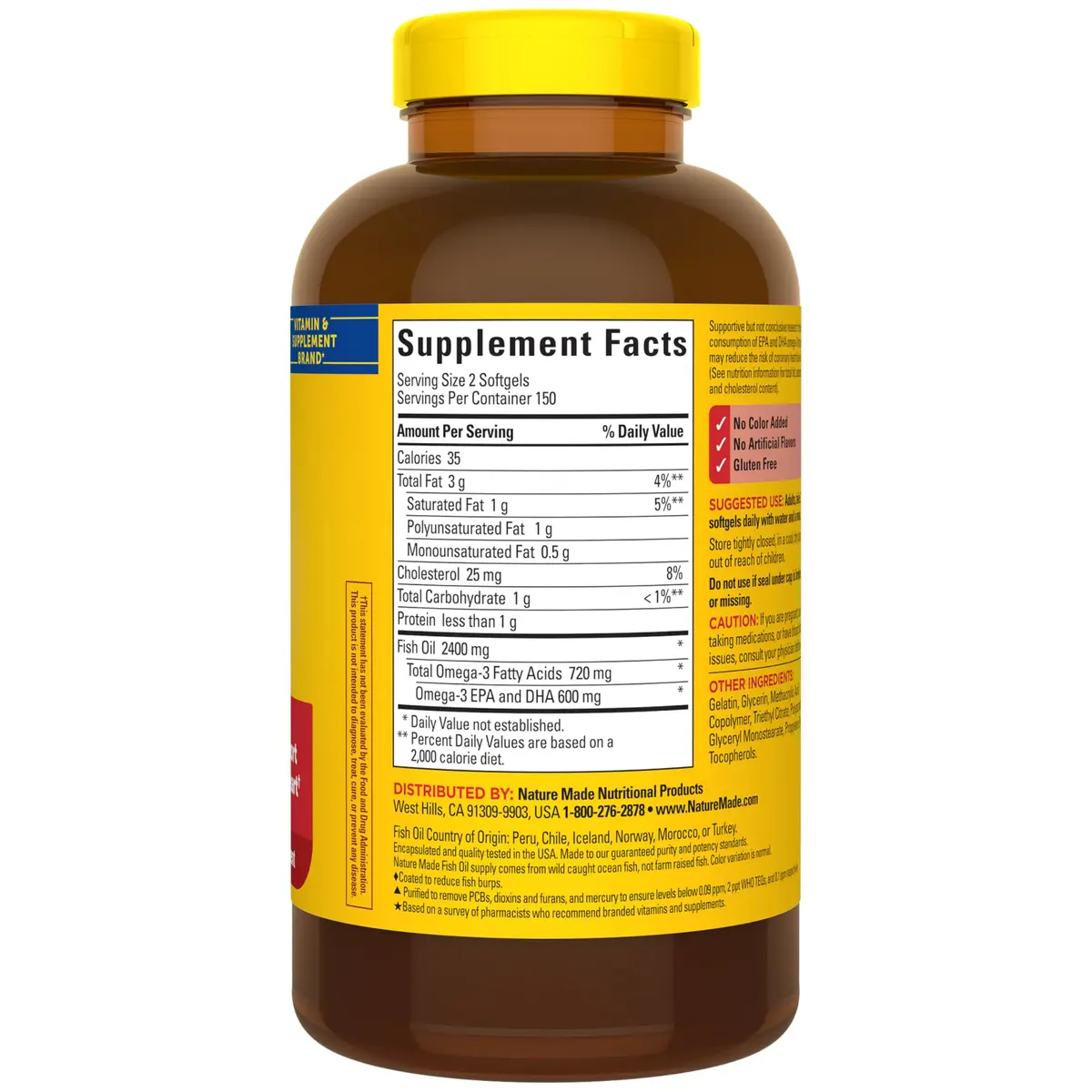Nature Made Burp Less Fish Oil Omega 3 1200 mg Softgels 300 Count | 720 mg Omega-3s for Heart Health Support - view 7