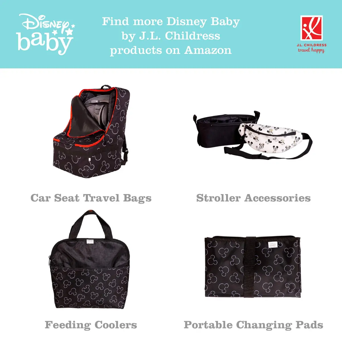 J.L. Childress Disney Baby Gate Check Travel Bag for Standard & Double Strollers | Disney Mickey Mouse Red - view 7