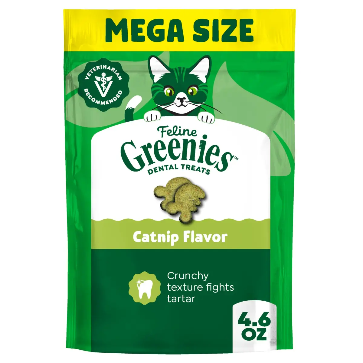 Greenies Feline Natural Dental Cat Treats, Catnip Flavor, 130.4g (4.6 oz) | Vet-Recommended Oral Care for Cats - main product image