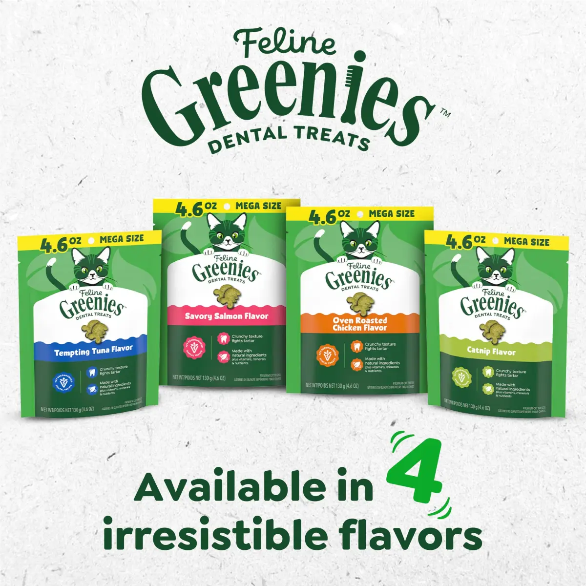 Greenies Feline Natural Dental Cat Treats, Catnip Flavor, 130.4g (4.6 oz) | Vet-Recommended Oral Care for Cats - view 9