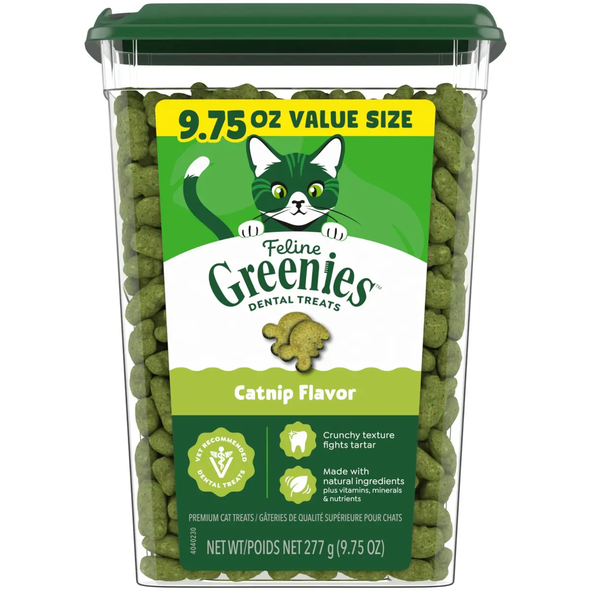 Greenies Feline Natural Dental Cat Treats Catnip Flavor 9.75 oz (276 g) | Vet-Recommended Oral Care - main product image