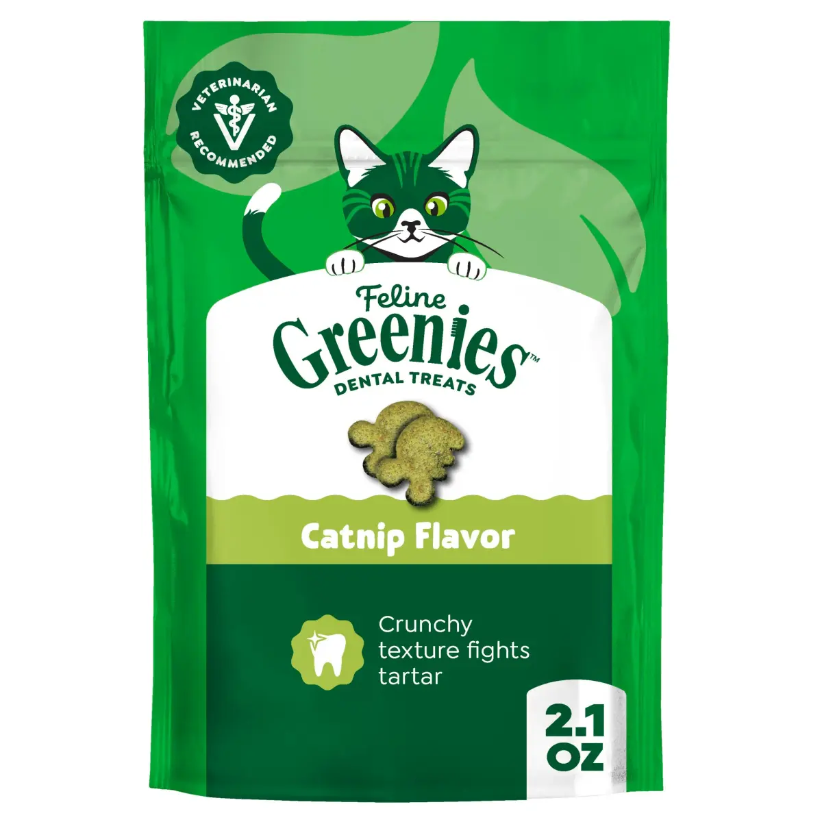Greenies Feline Natural Dental Cat Treats, Catnip Flavor, 2.1 oz (60 g) | #1 Vet-Recommended Oral Care - main product image