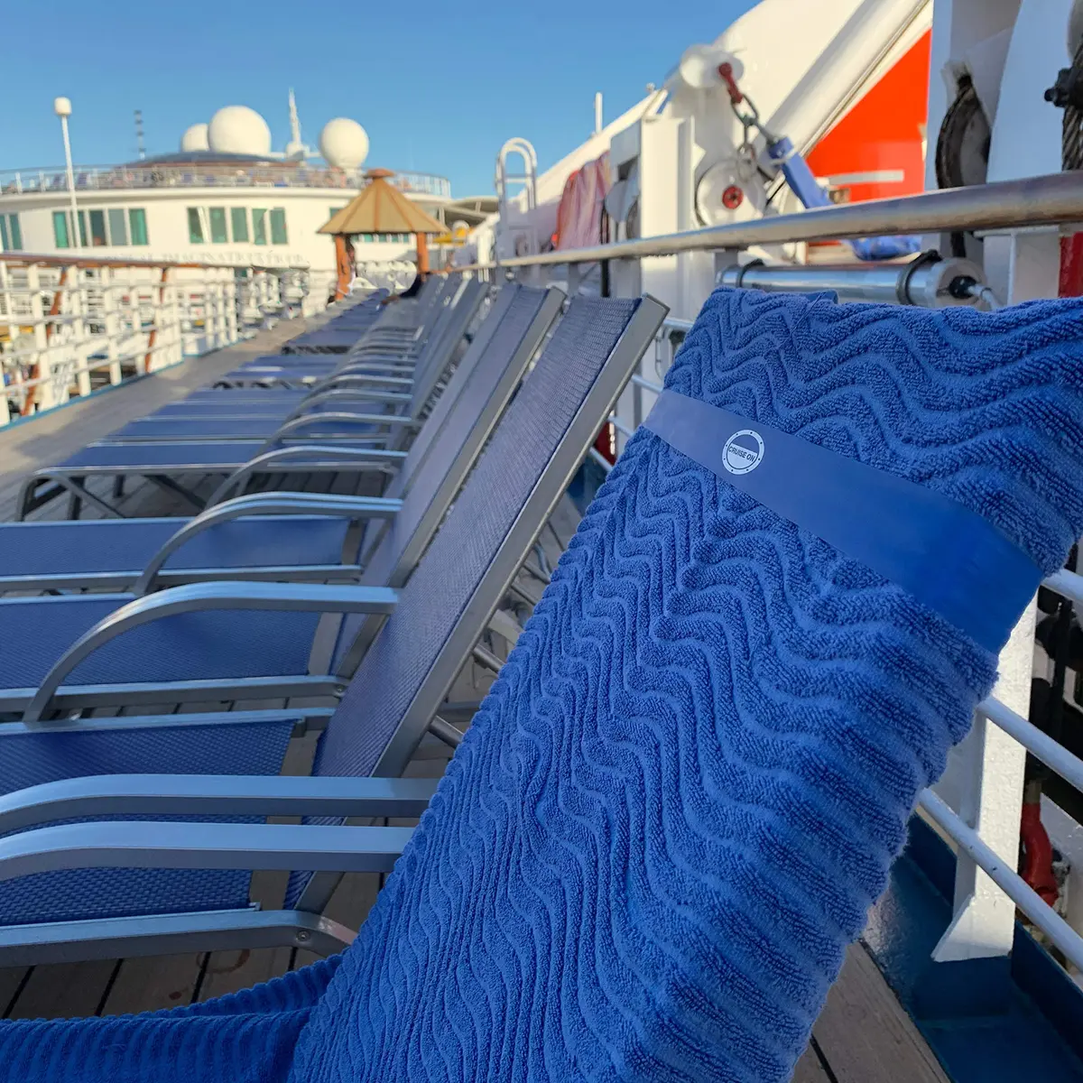 Cruise On Towel Bands for Cruise Chairs, 4 Pack, Blue | Flexible Latex Towel Holders for Beach & Pool - view 4